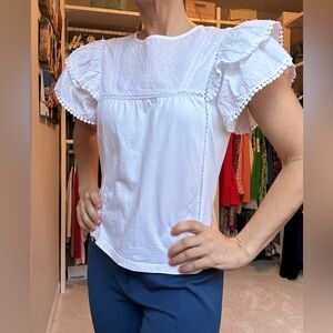 Aqua Dramatic Ruffle Sleeve Top